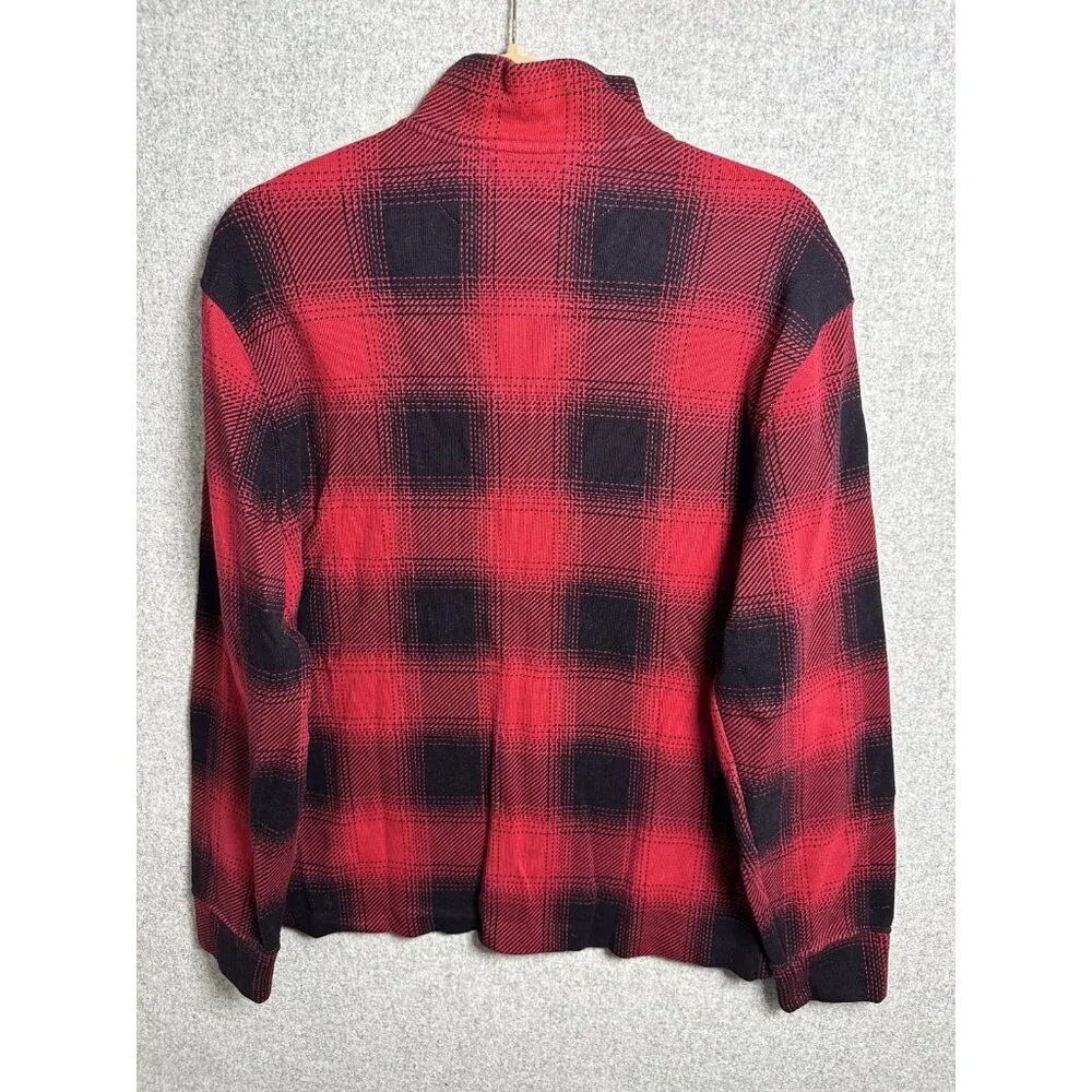 Polo Ralph‎ Lauren Medium 1/4 Zip Long Sleeve Top Mens Buffalo Plaid Mock Neck